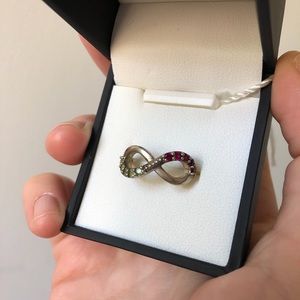 SOLD Sterling Silver Infinity Ring Garnet/Peridot